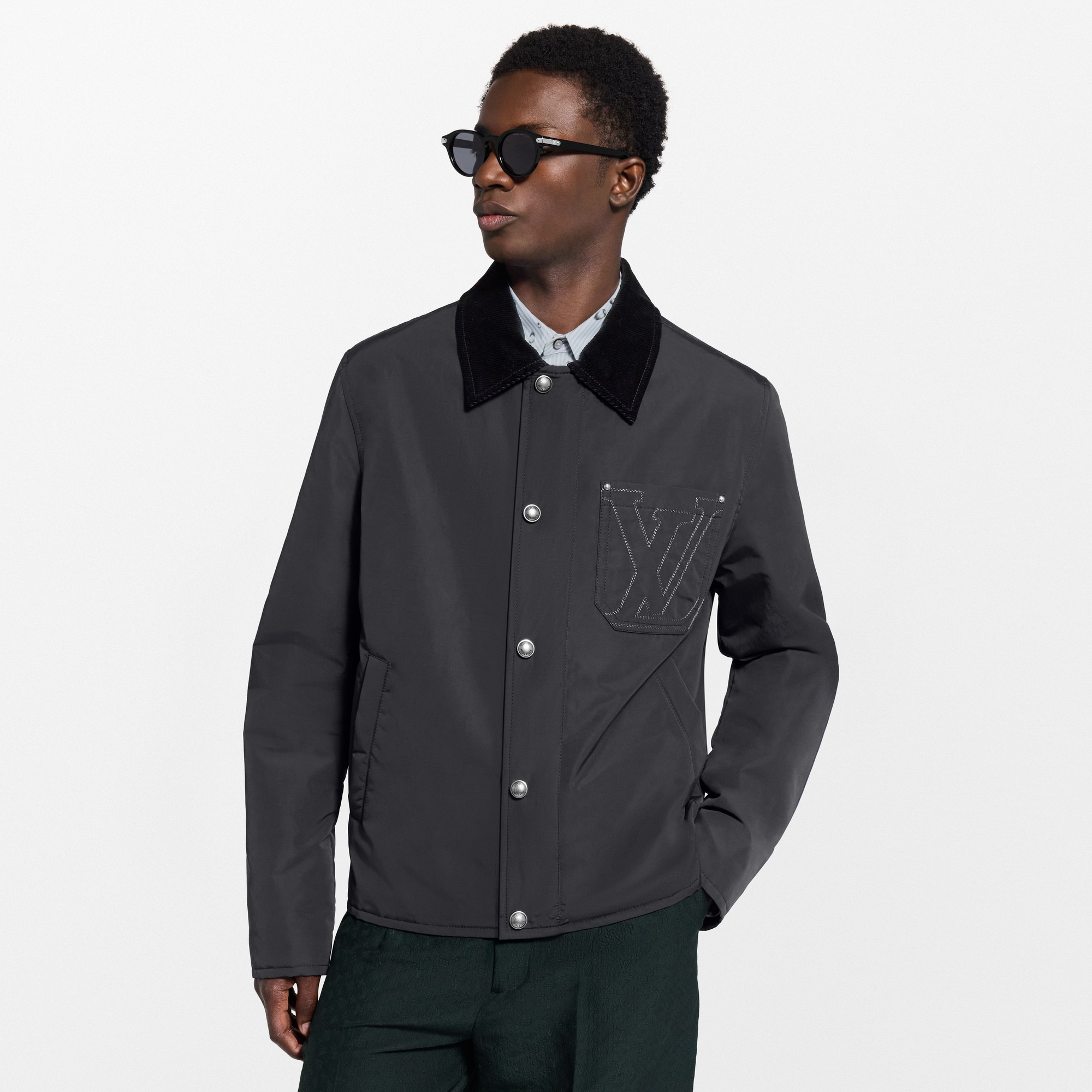 服/ファッション Louis Vuitton  Monogram Color Block Nylon Jacket Black White L Hybrid Jersey Blouson - Ready-to-Wear | LOUIS VUITTON